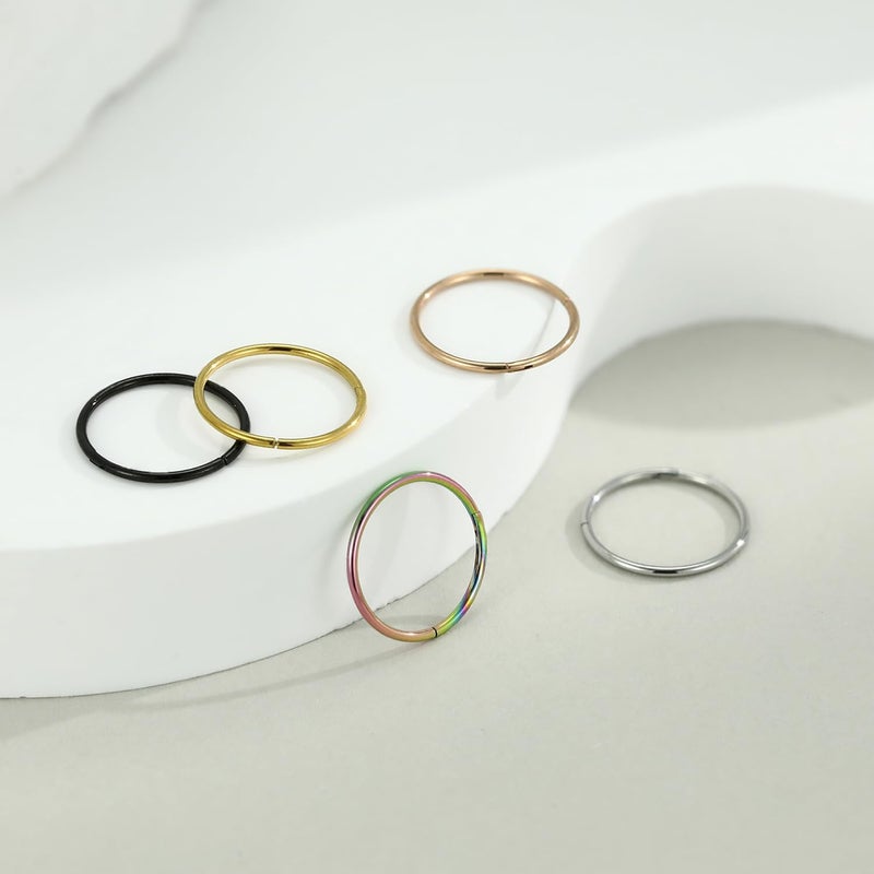 FUNLMO Store 316L Surgical Steel Hinged Segment Nose Ring Hoop for Nose Septum Cartilage Helix Tragus Conch Rook Daith Lobe Lip Piercings 1 Pc - Image 4